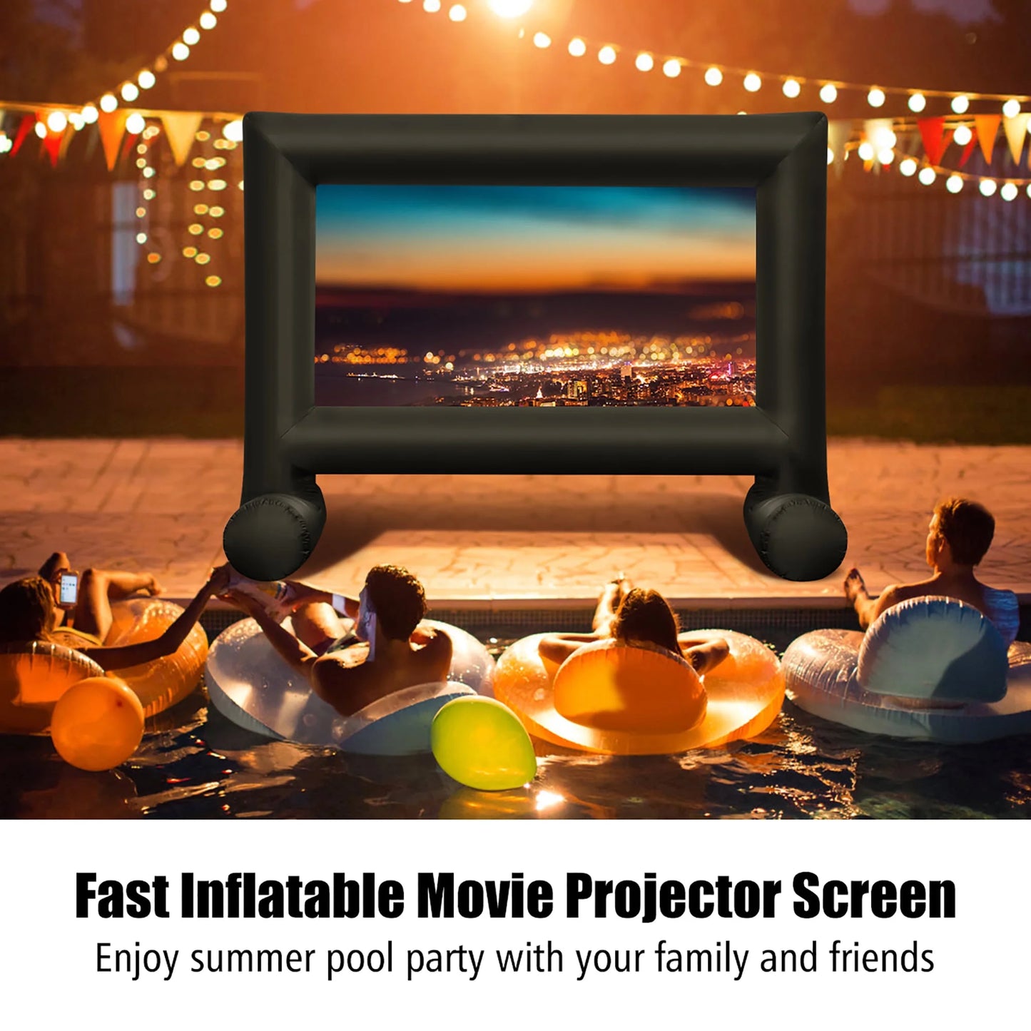 14FT Inflatable Projector Screen Projection Outdoor Home Theater W/ Blower