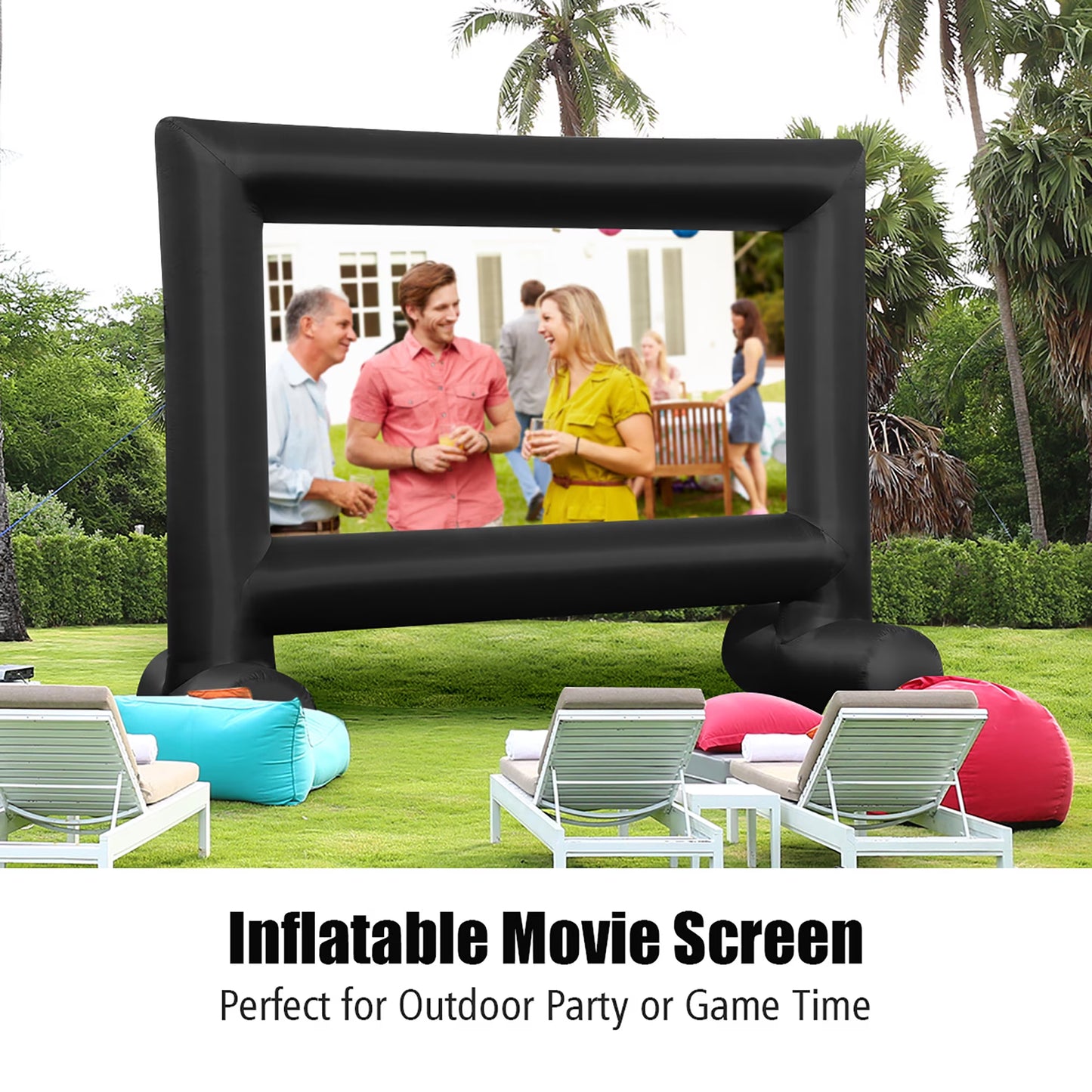 18FT Inflatable Projector Screen Projection Outdoor Home Theater W/ Blower