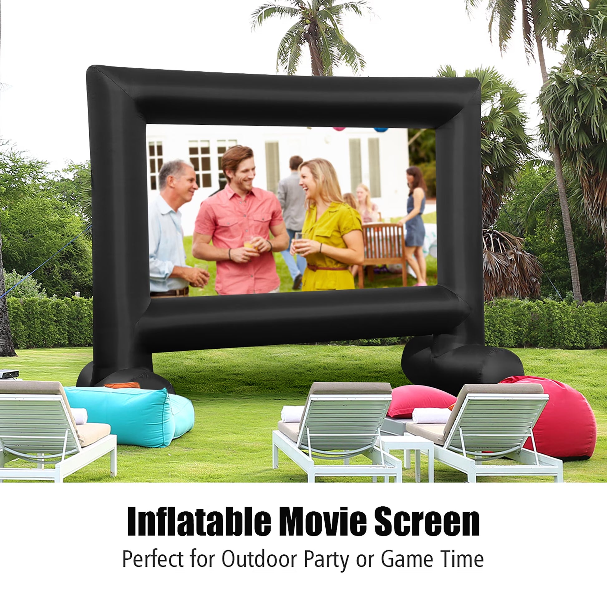 18FT Inflatable Projector Screen Projection Outdoor Home Theater W/ Blower