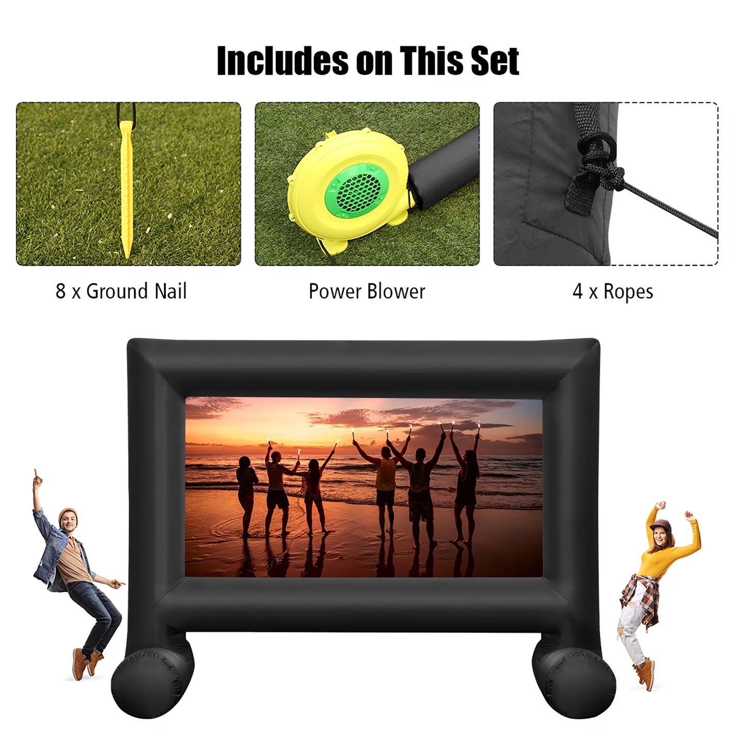 18FT Inflatable Projector Screen Projection Outdoor Home Theater W/ Blower