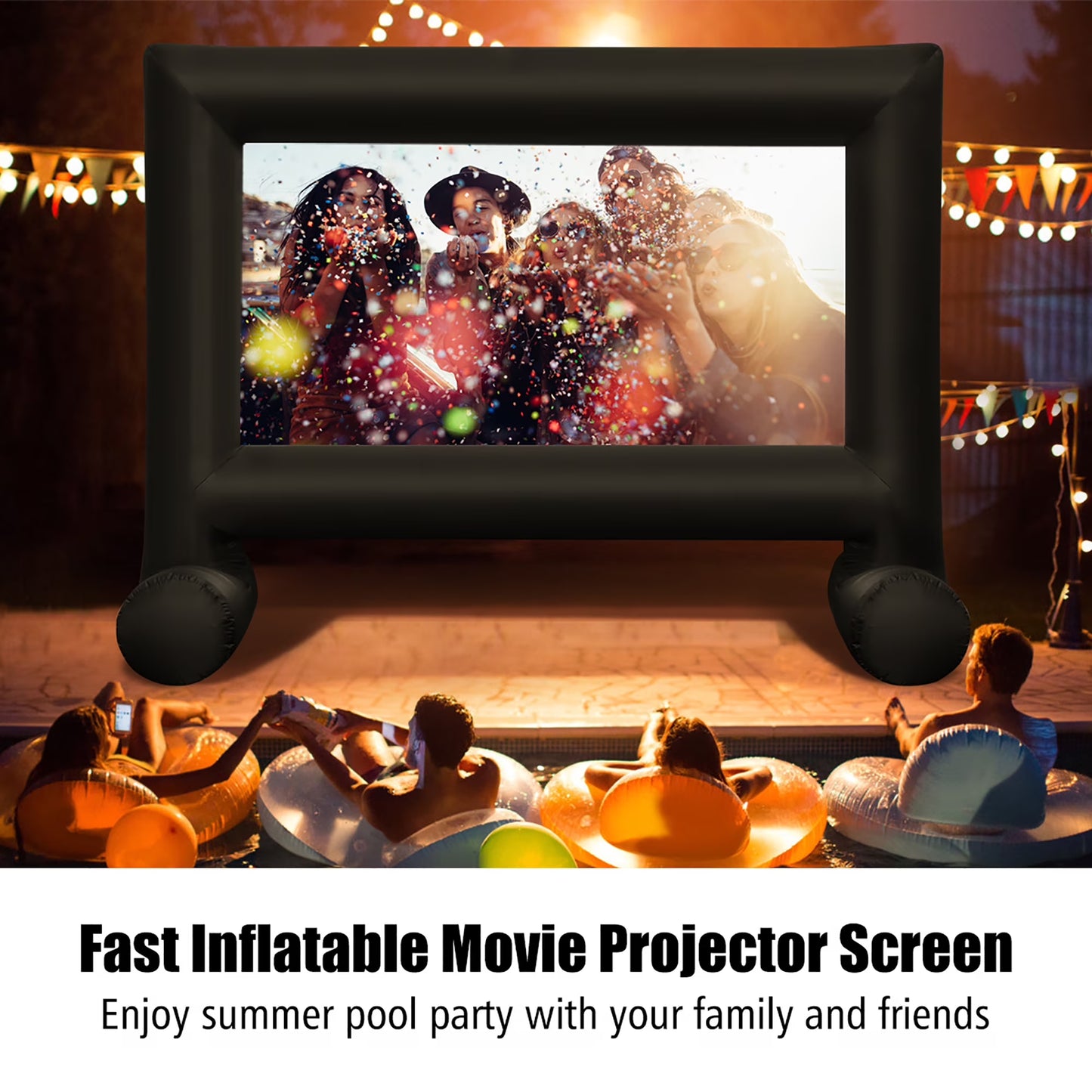 18FT Inflatable Projector Screen Projection Outdoor Home Theater W/ Blower