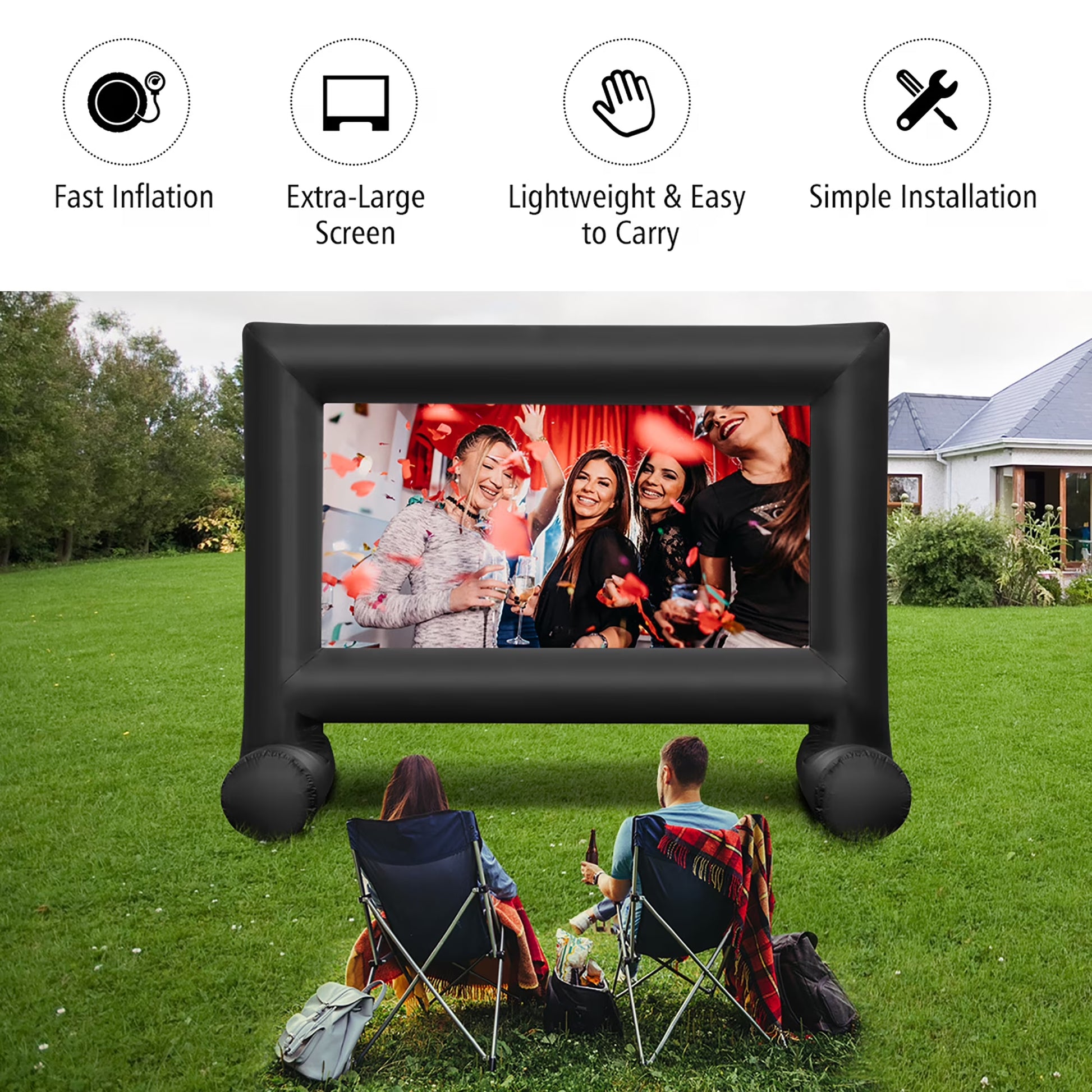 18FT Inflatable Projector Screen Projection Outdoor Home Theater W/ Blower