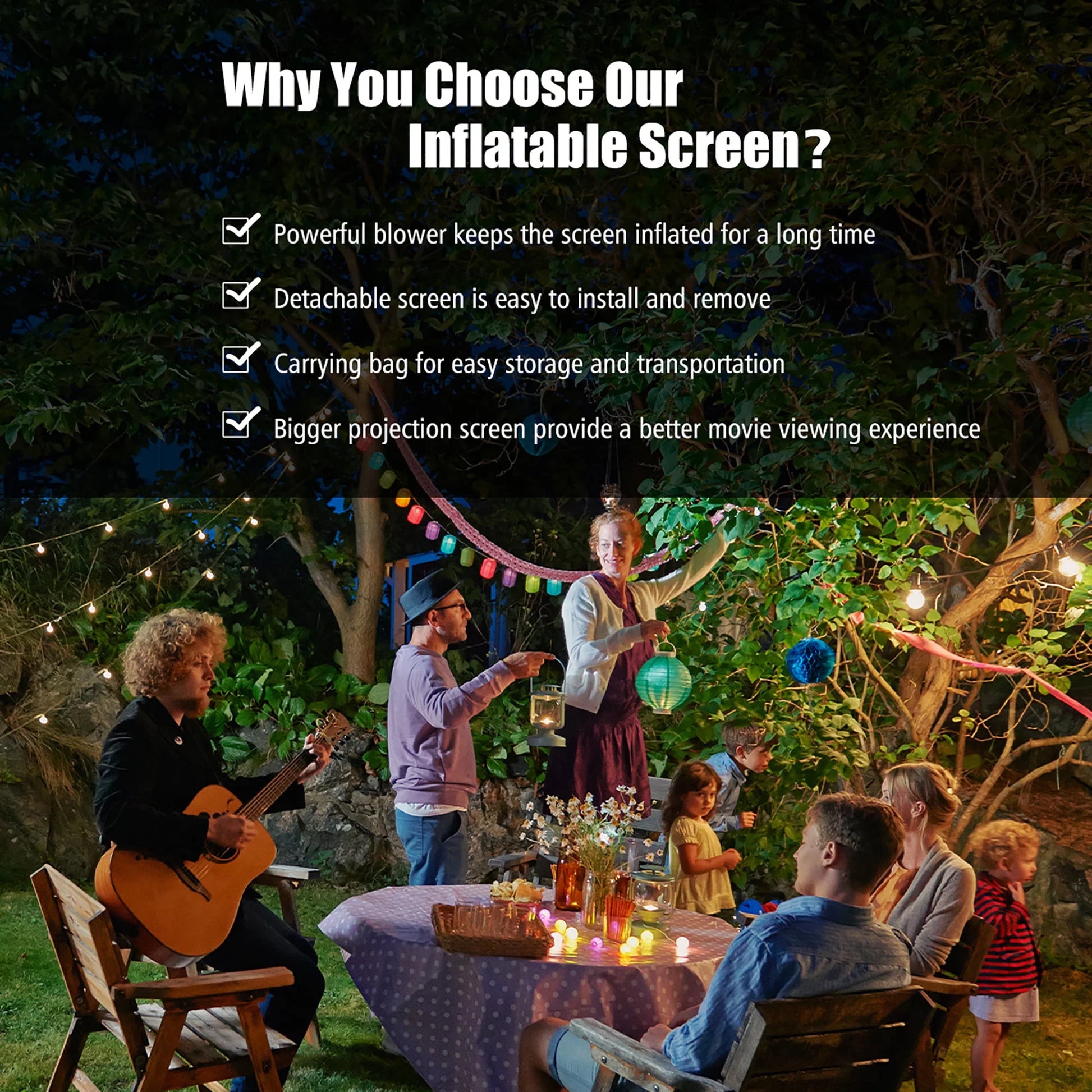 14FT Inflatable Projector Screen Projection Outdoor Home Theater W/ Blower