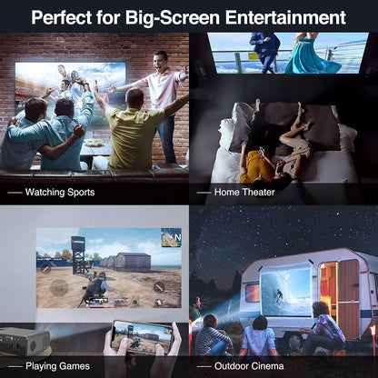 Smart Home Projector 10,000 Lumen Native 1080P Projector 4K Support 300'' Image, Inbuilt Android System & 5G Wifi Bluetooth Projector Full HD for Outdoor Movie Theater Netflix Gaming Work